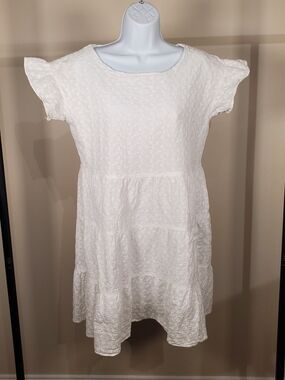 HYFVE - White Cotton - Eyelet Tiered - Mini -Flutter Sleeve Medium